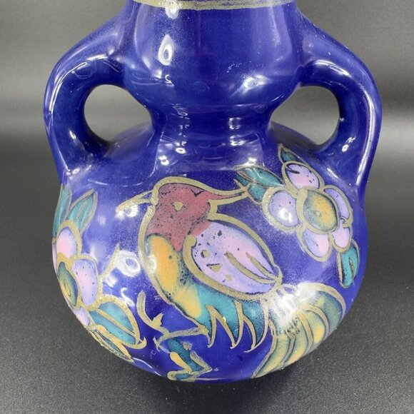 Vintage 1980s Japanese Porcelain Double Handle Vase Vessel Hand Made In Japan - Picture 5 of 12